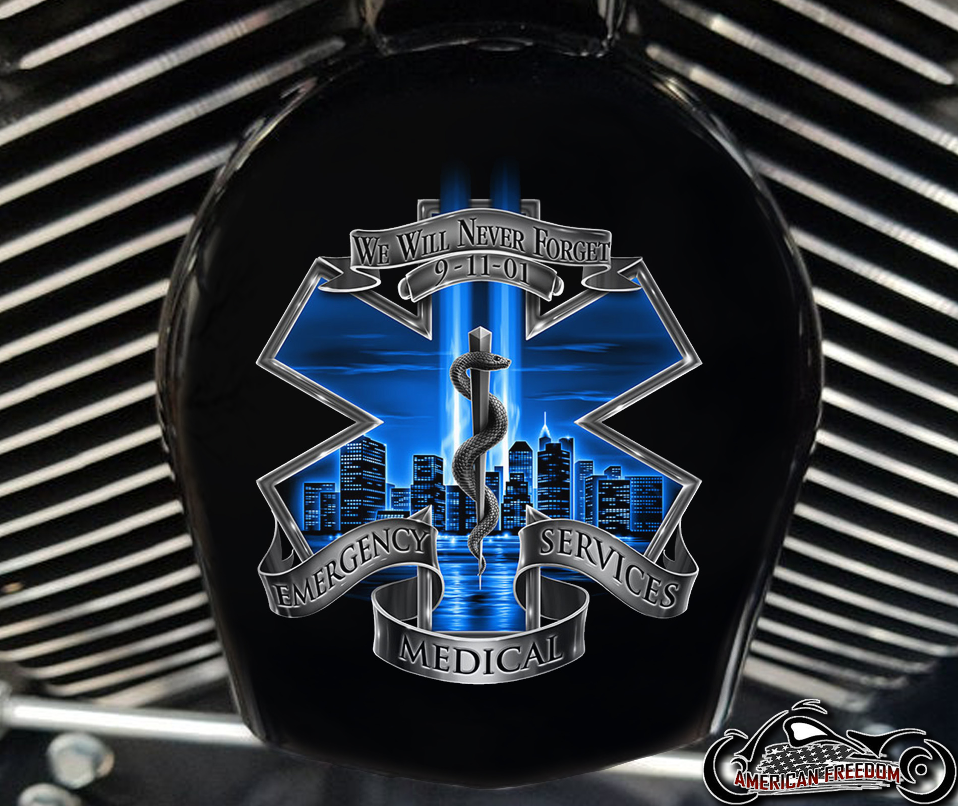 Custom Horn Cover - Never Forget EMS Blue